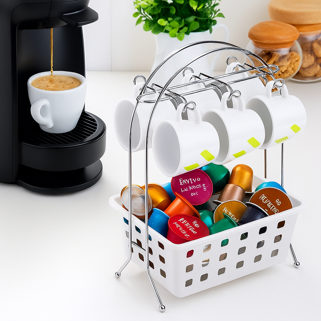 cesto decorativo organizador de capsulas de café